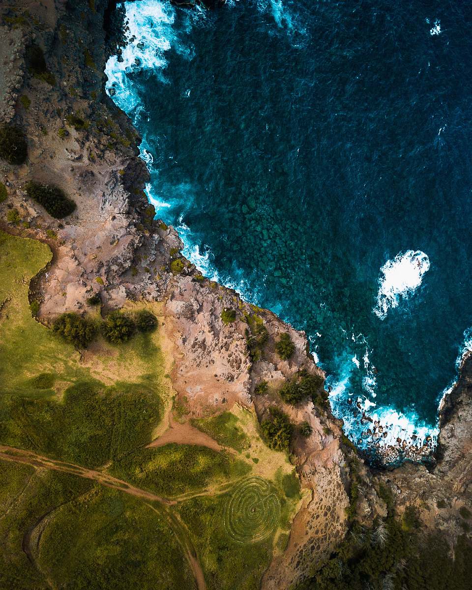 coral reef aerial photography of body of water near land nature